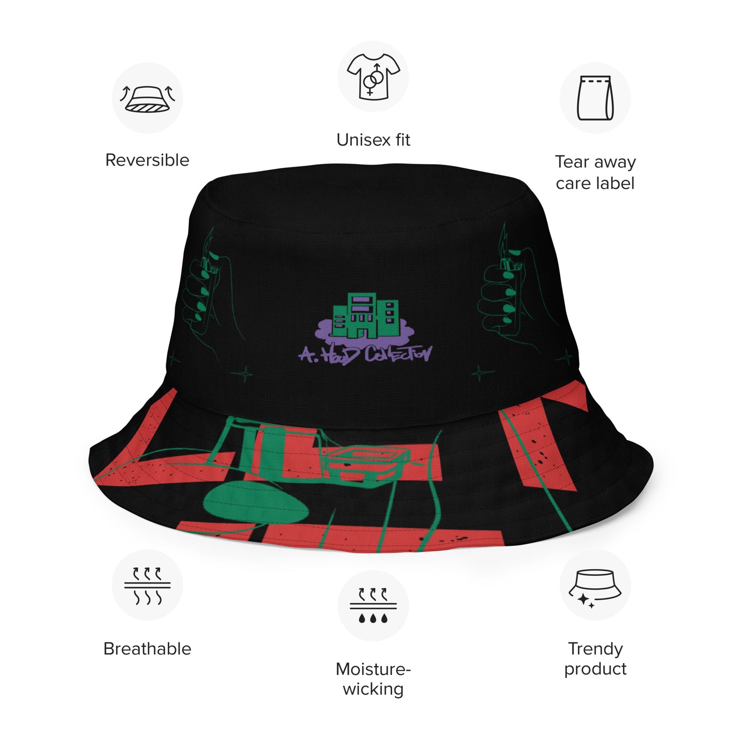 Let It Burn Reversible bucket hat