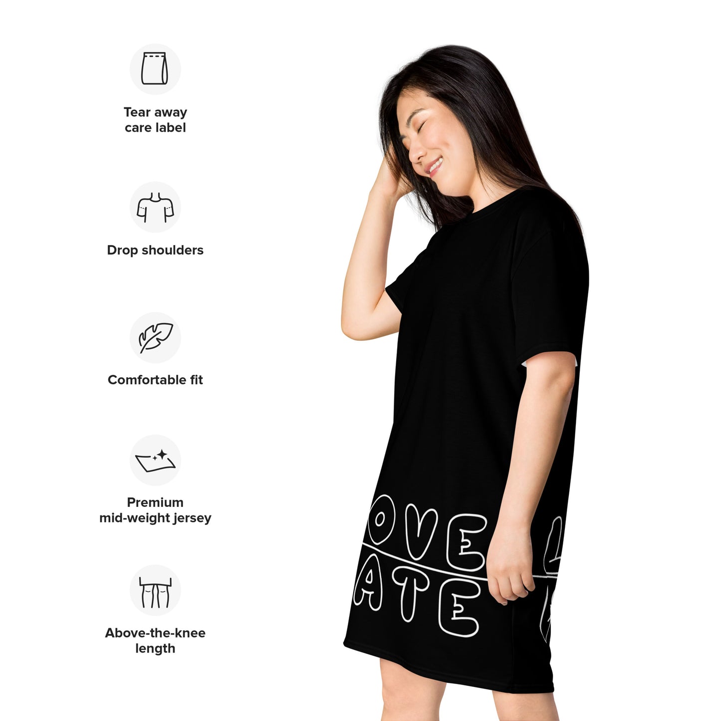 Thin Line Black T-shirt dress