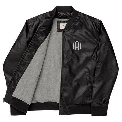 Thin Line Leather Bomber Jacket