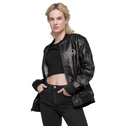 Thin Line Leather Bomber Jacket