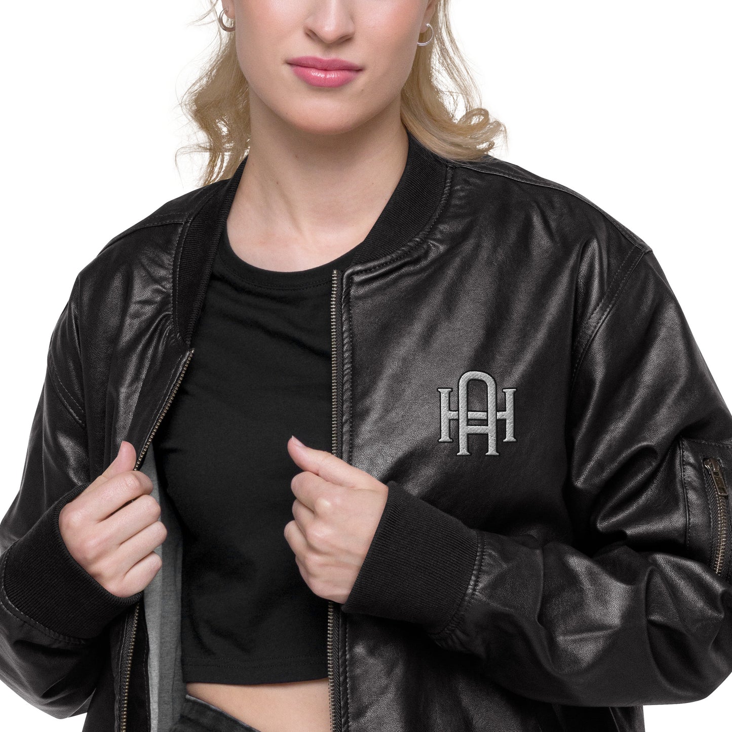 Thin Line Leather Bomber Jacket