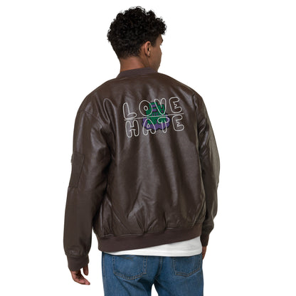 Thin Line Leather Bomber Jacket