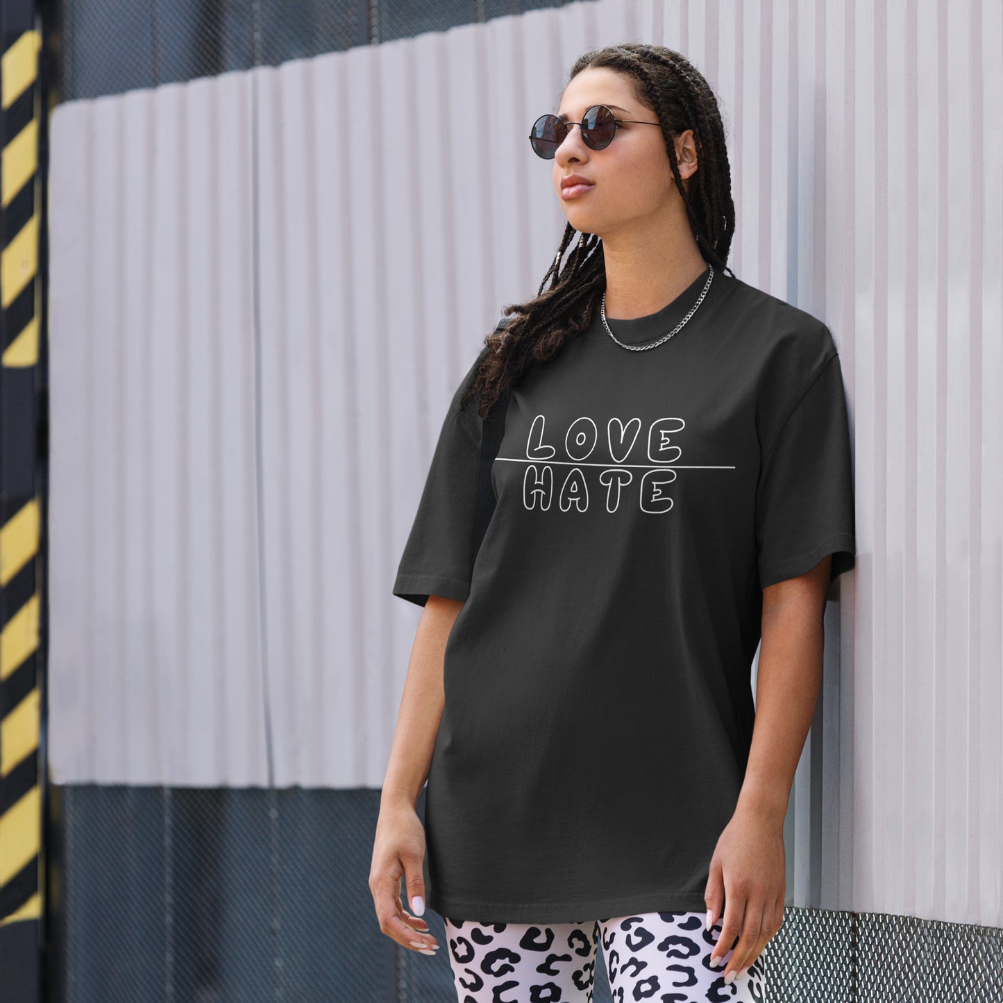 Thin Line Oversized Faded T-Shirt