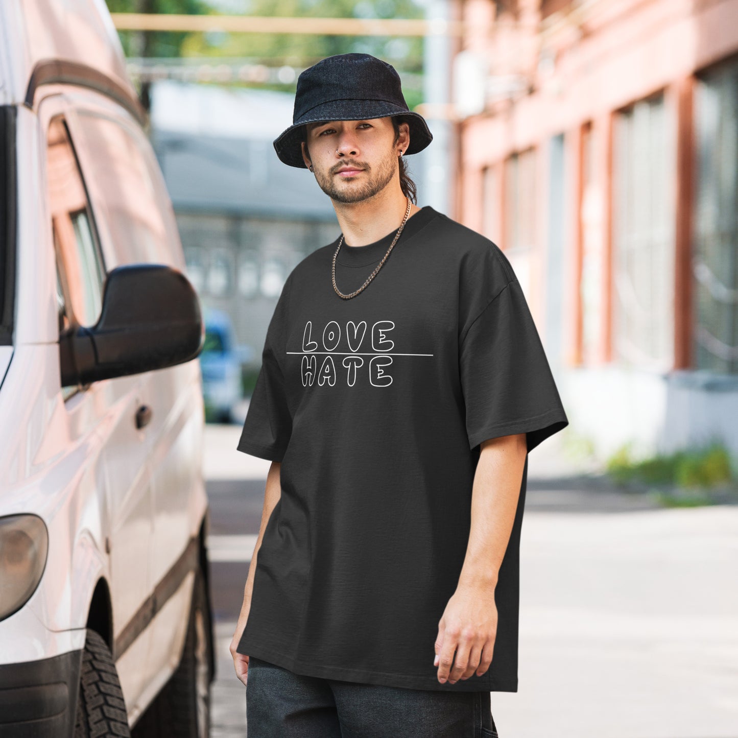 Thin Line Oversized Faded T-Shirt