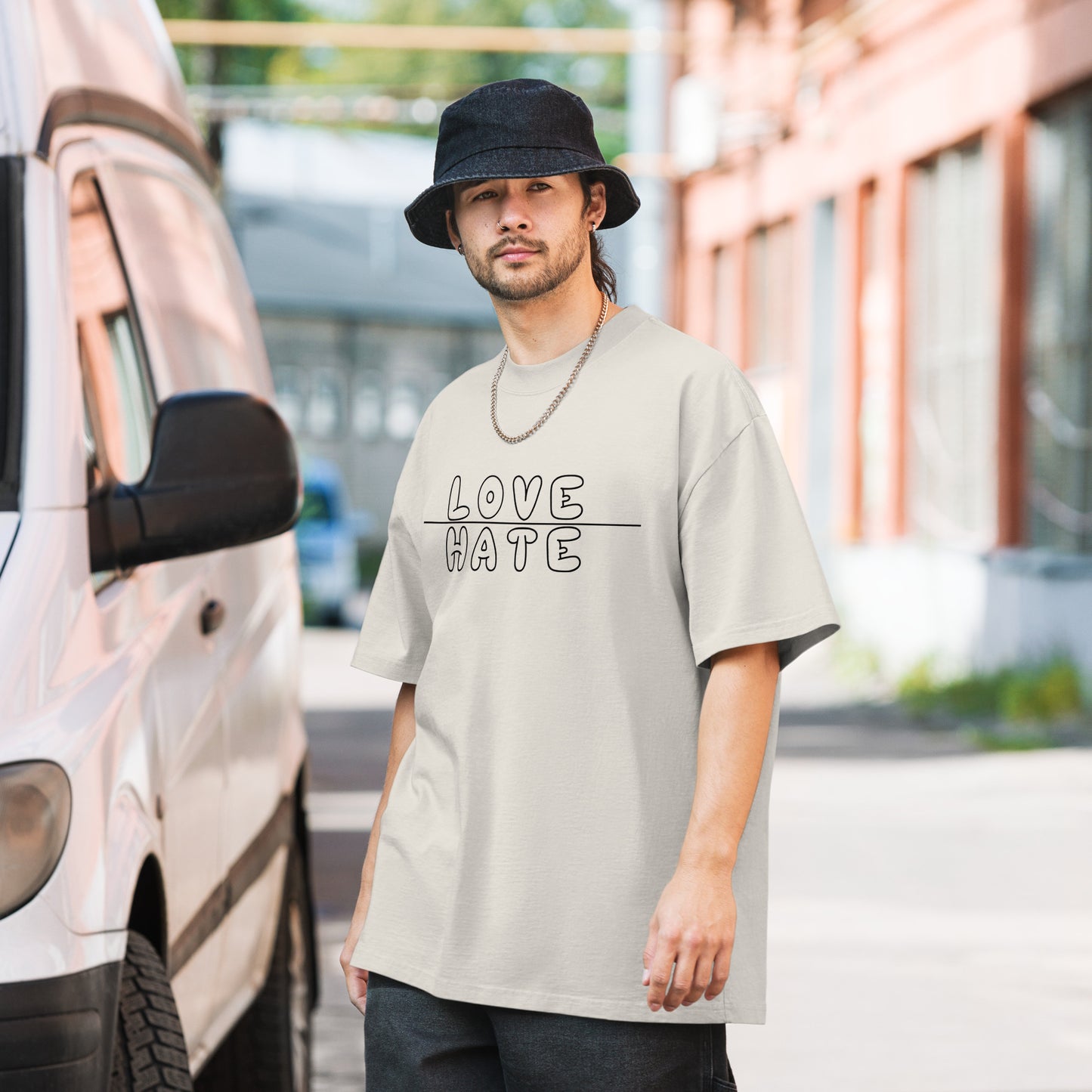 Thin Line Oversized Faded T-Shirt