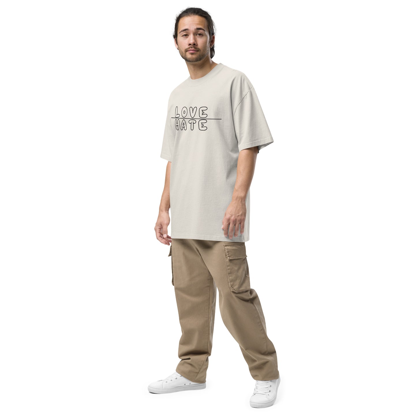 Thin Line Oversized Faded T-Shirt