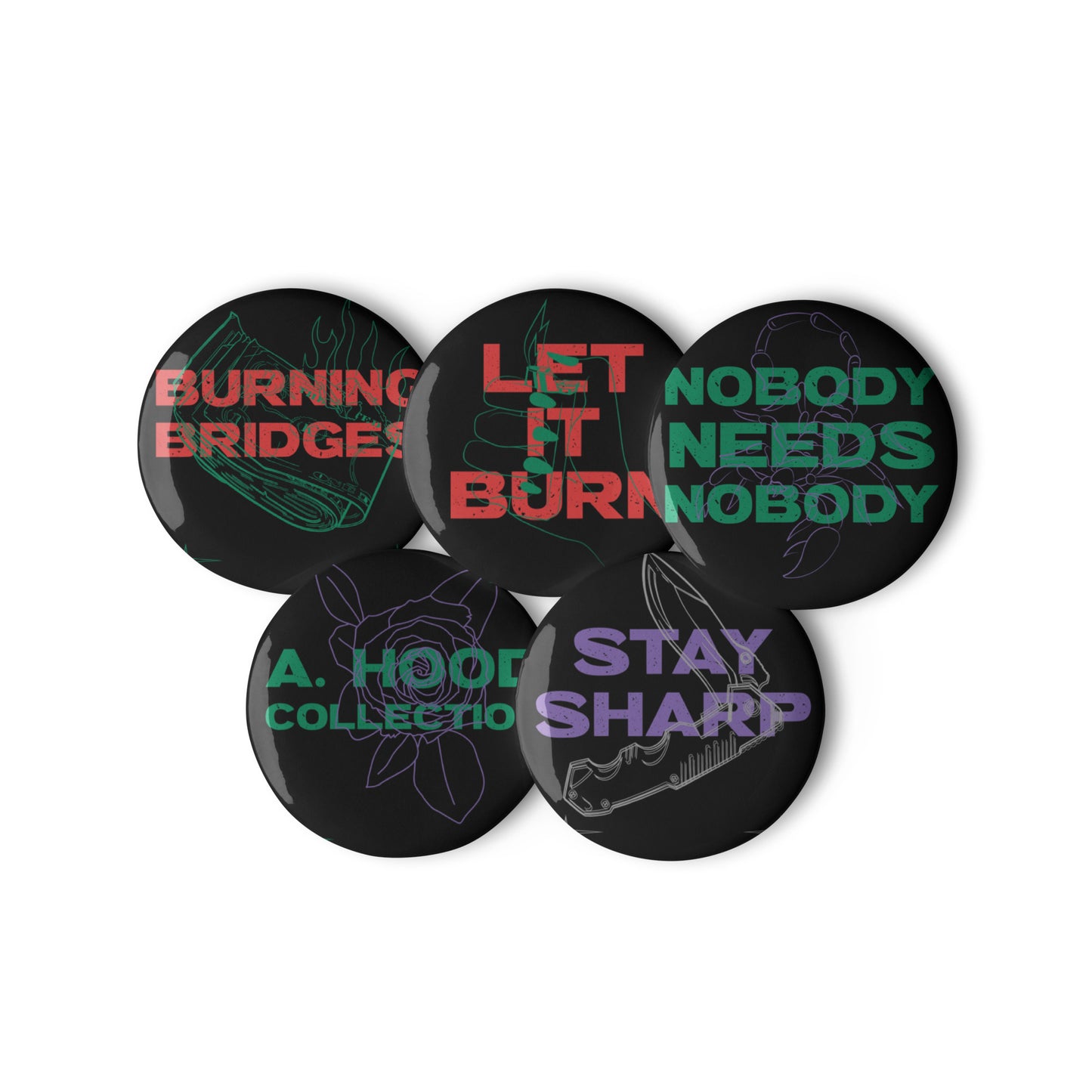 Linear Thoughts Set of pin buttons