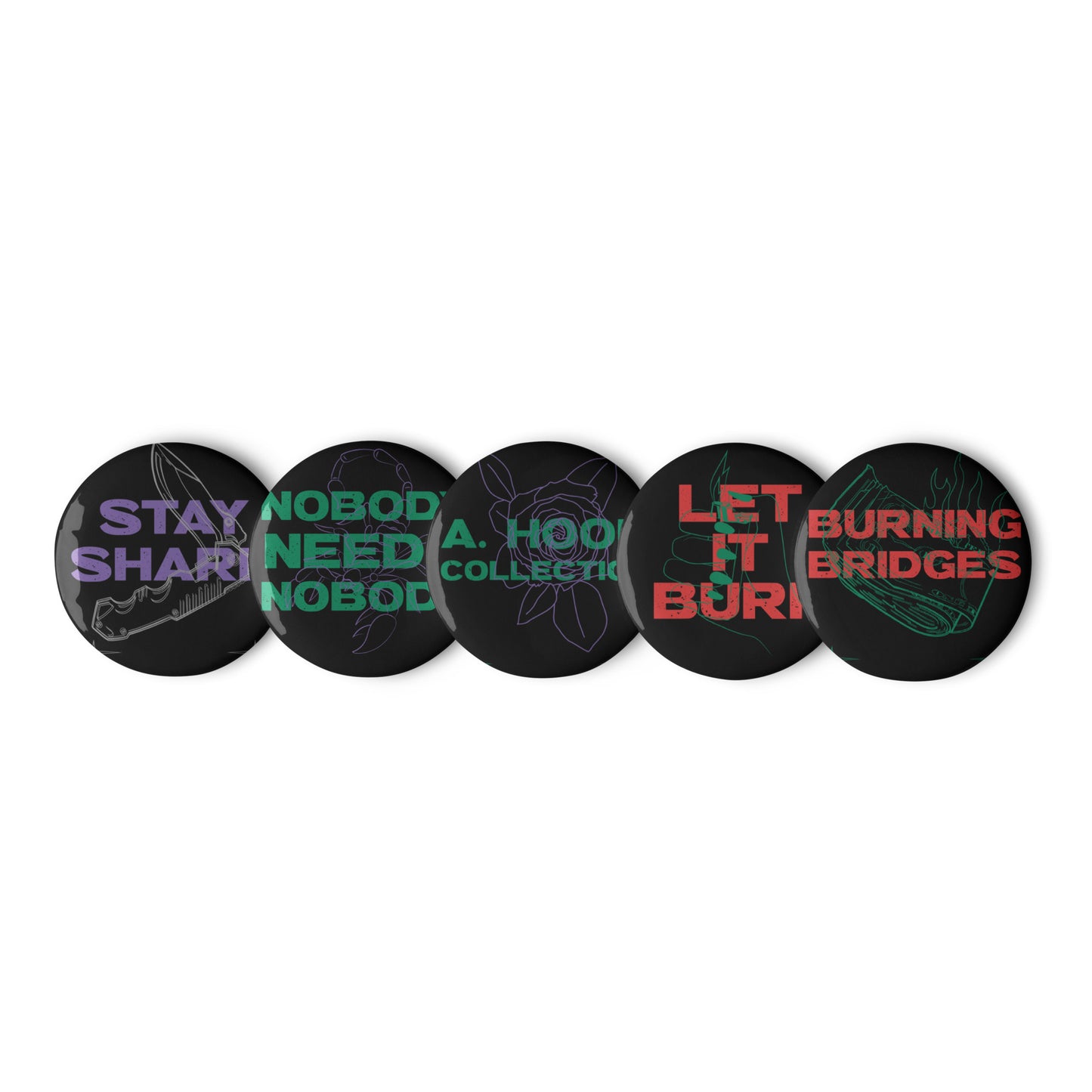 Linear Thoughts Set of pin buttons